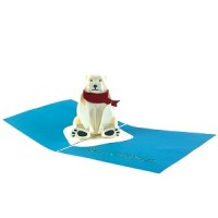 Handmade 3D Pop Up Xmas Card Merry Christmas Polar Bear North Pole Snow Winter Animal Seasonal Greetings Celebrations Card